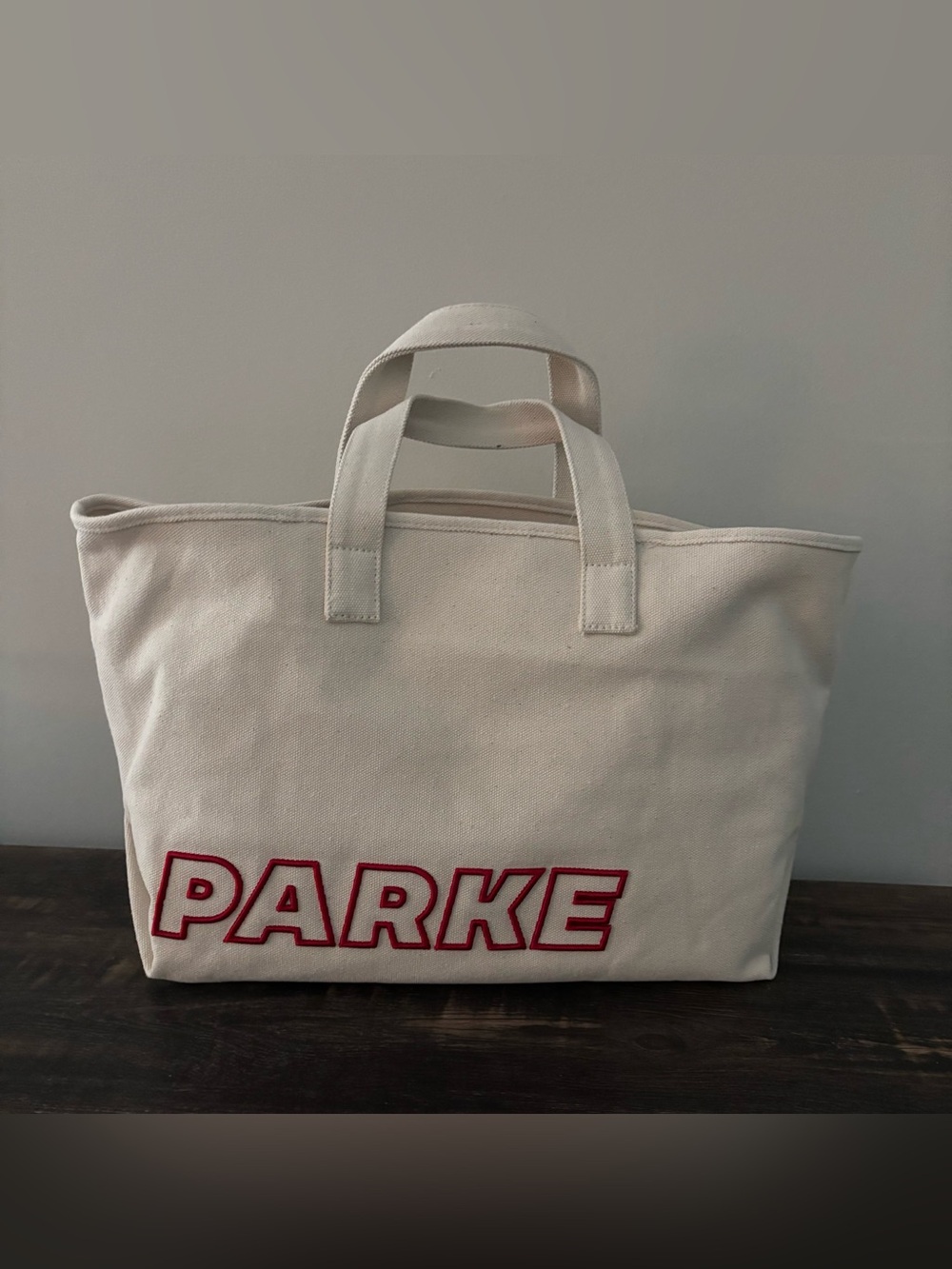 NWT Large Parke x Target Cream Canvas Tote with Red Appliqué Logo